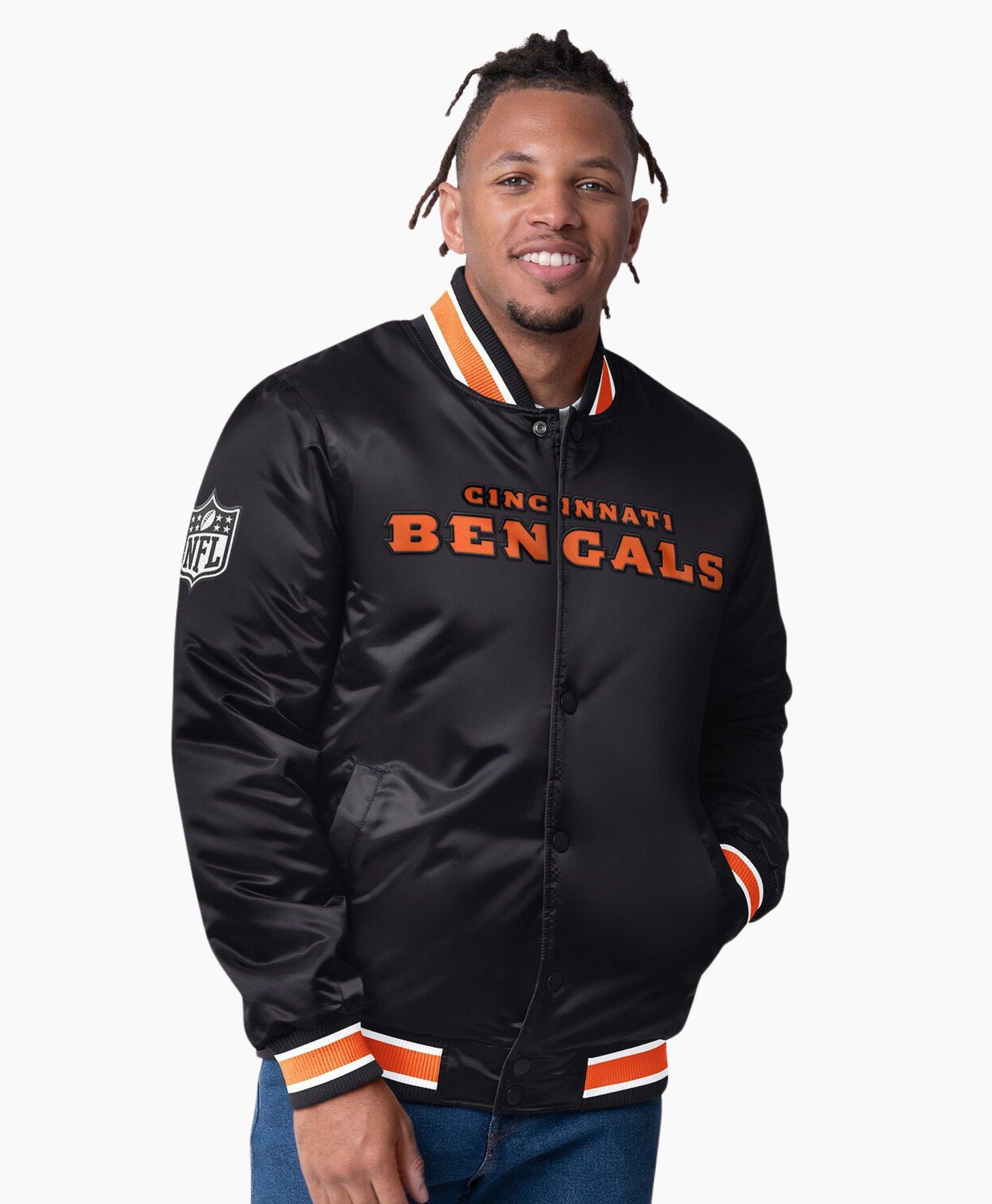 Cincinnati Bengals 49ers Closer Black Satin Jacket Cincinnati Bengals 49ers Closer Black Satin Jacket