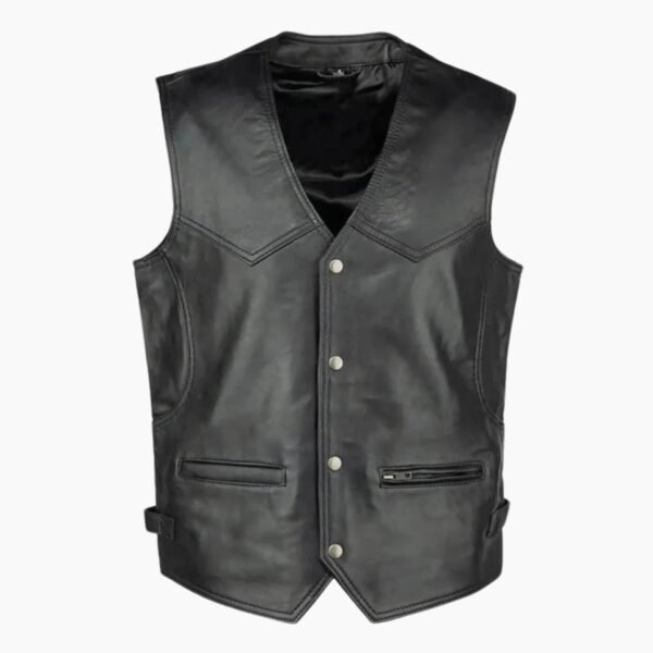 Classic Black Leather Vest
