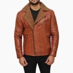 Classic Brown Leather Shearling Jacket