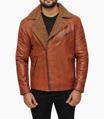 Classic Brown Leather Shearling Jacket