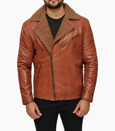 Classic Brown Leather Shearling Jacket
