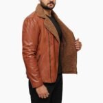 Classic Brown Leather Shearling Jacket