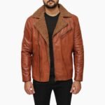 Classic Brown Leather Shearling Jacket