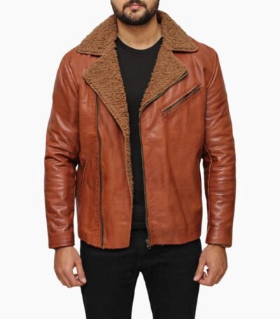 Classic Brown Leather Shearling Jacket