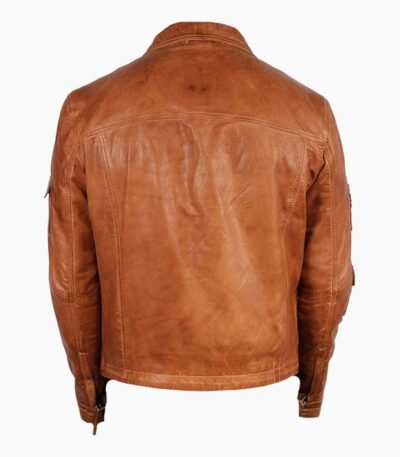 Classic Vintage Brown Men Leather Jacket