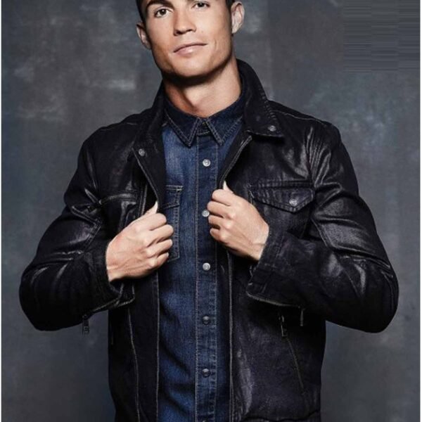 Cristiano Ronaldo Black Leather Jacket