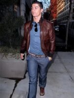 Cristiano Ronaldo Dark Brown Leather Jacket