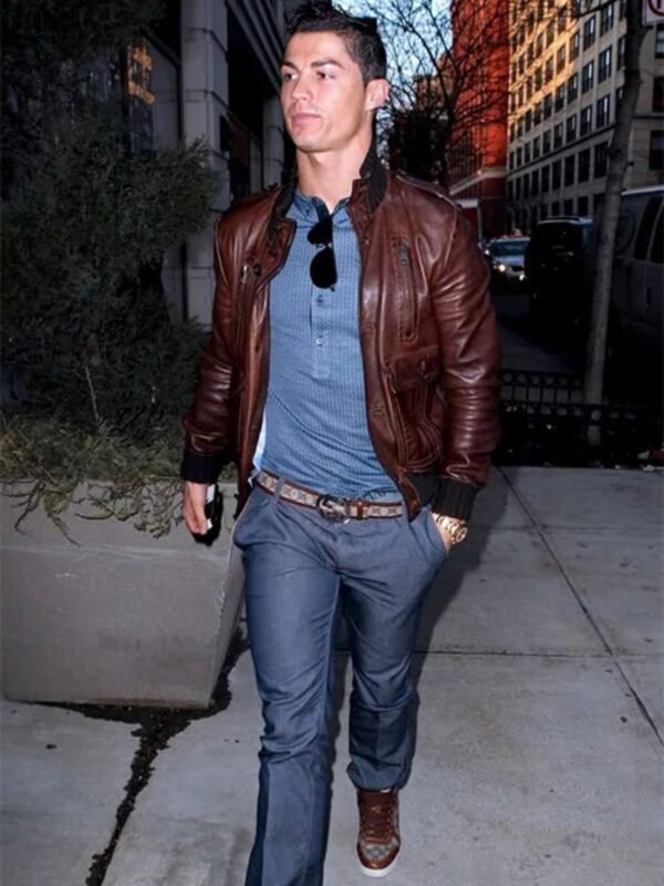 Cristiano Ronaldo Dark Brown Leather Jacket