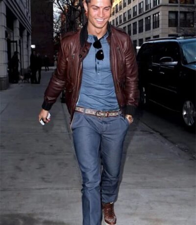 Cristiano Ronaldo Dark Brown Leather Jacket