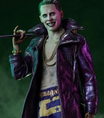 Crocodile Suicide Squad Joker Purple Leather Coat