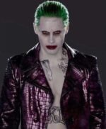 Crocodile Suicide Squad Joker Purple Leather Coat