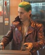 Crocodile Suicide Squad Joker Purple Leather Coat