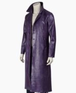Crocodile Suicide Squad Joker Purple Leather Coat