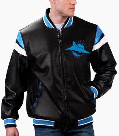 Cronulla Sutherland Sharks Varsity Leather Jacket