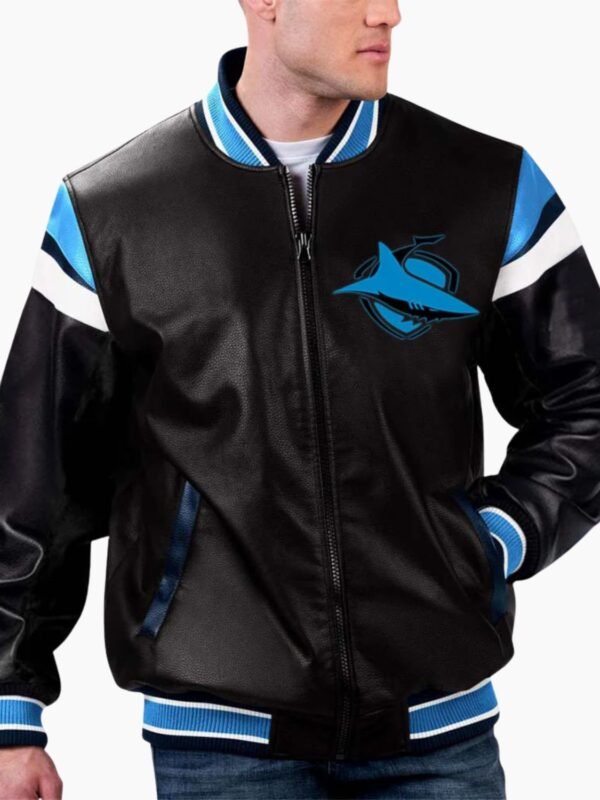 Cronulla Sutherland Sharks Varsity Leather Jacket
