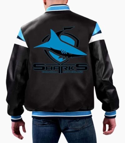 Cronulla Sutherland Sharks Varsity Leather Jacket