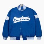 Dallas Cowboys Gray and White Rib Bomber Blue Jacket