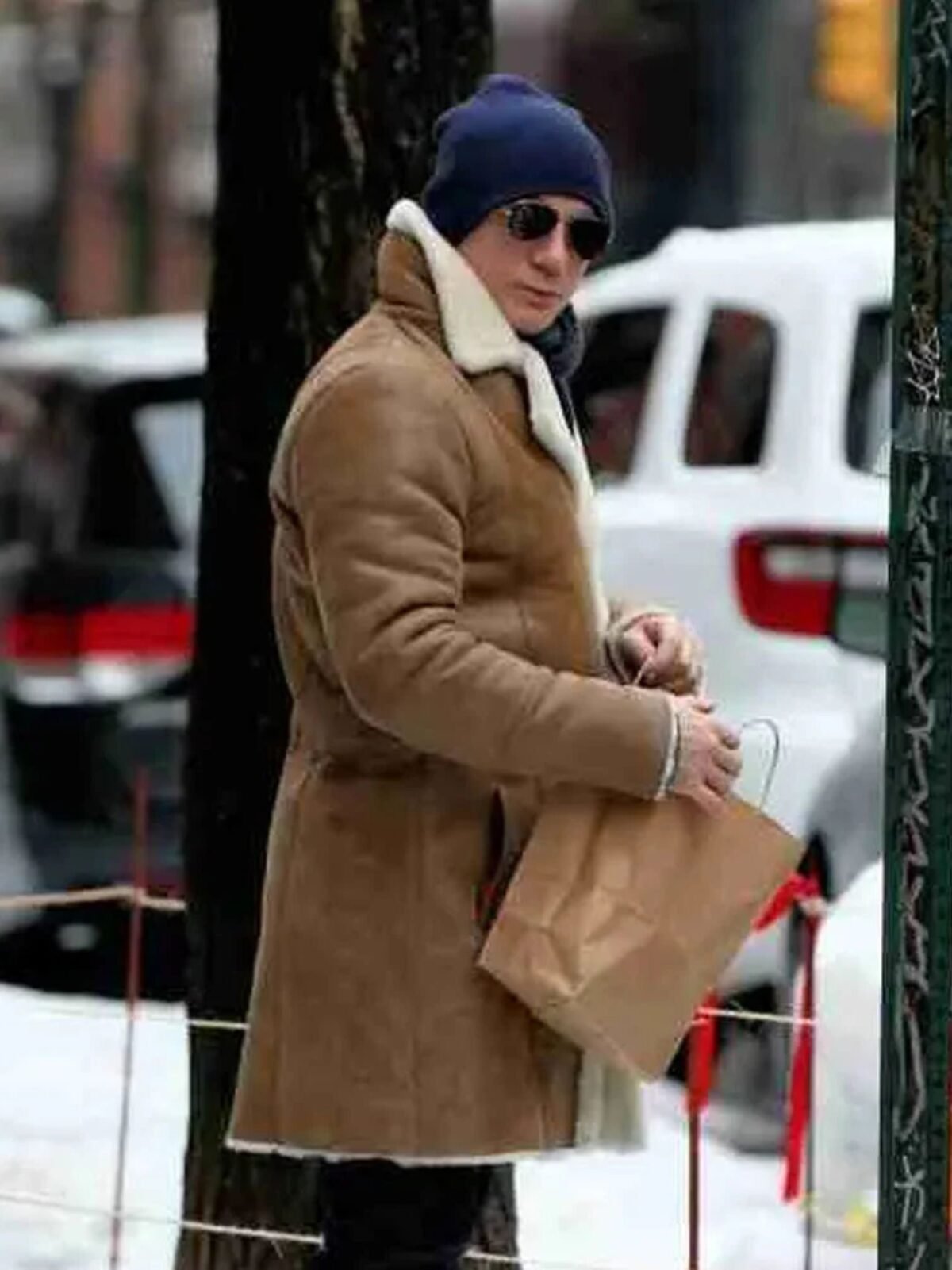 Daniel Craig Faux Shearling Real Leather Jacket