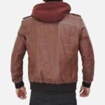 Dark Brown Bomber Jacket with Hood
