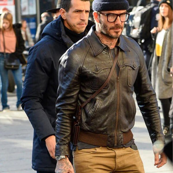 David Beckham Brown Stylish Leather Jacket