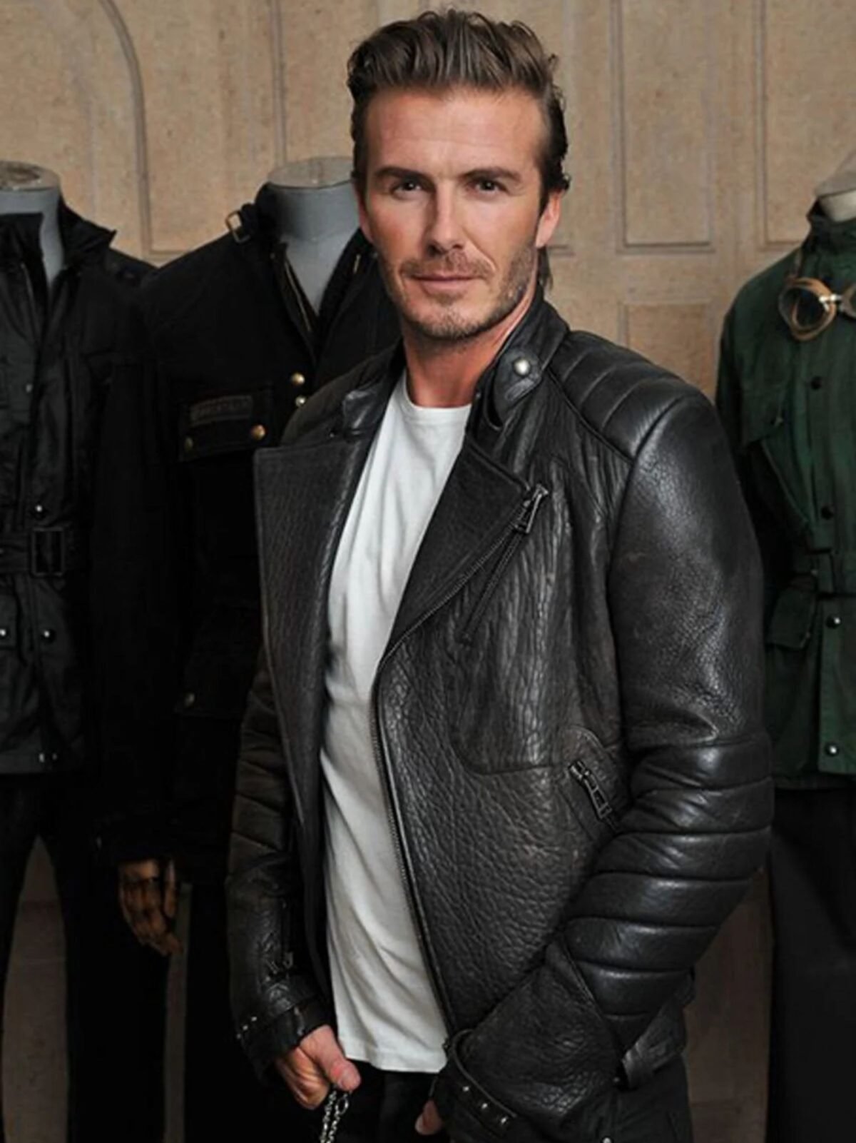 David Beckham Leather Jacket with Paddings