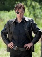 David Morrissey The Walking Dead Black Leather Jacket