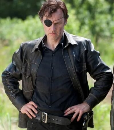 David Morrissey The Walking Dead Black Leather Jacket