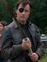 David Morrissey The Walking Dead Black Leather Jacket
