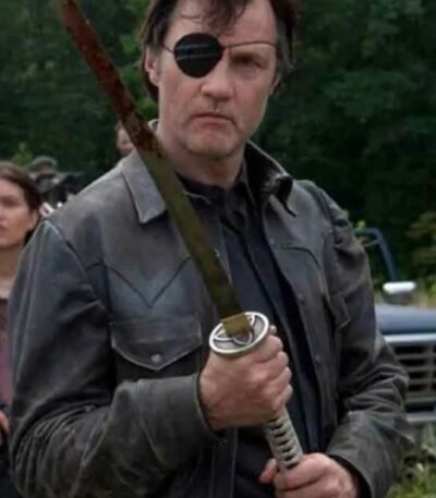 David Morrissey The Walking Dead Black Leather Jacket