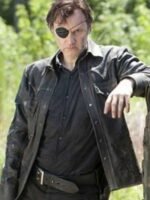 David Morrissey The Walking Dead Black Leather Jacket
