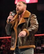 Dean Ambrose Brown Faux Shearling Style Real Leather Jacket