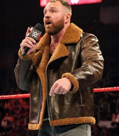 Dean Ambrose Brown Faux Shearling Style Real Leather Jacket