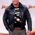 Designer Dwayne Johnson Leather Jacket Faux Fur Collar