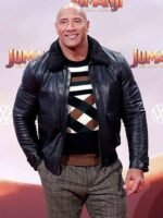 Designer Dwayne Johnson Leather Jacket Faux Fur Collar