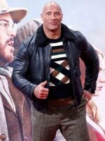 Designer Dwayne Johnson Leather Jacket Faux Fur Collar