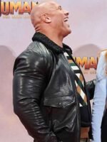 Designer Dwayne Johnson Leather Jacket Faux Fur Collar
