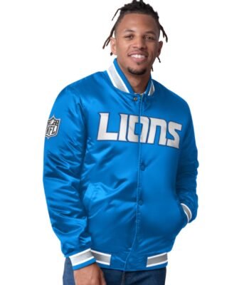 Detroit Lions Closer Blue Satin Jacket