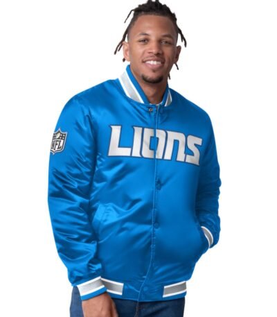 Detroit Lions Closer Blue Satin Jacket