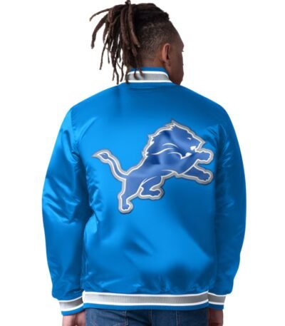 Detroit Lions Closer Blue Satin Jacket