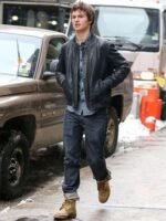 Elegant Ansel Elgort Leather Jacket