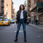 Elegant Black American Flag Vintage Leather Jacket