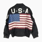 Elegant Black American Flag Vintage Leather Jacket