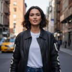 Elegant Black American Flag Vintage Leather Jacket