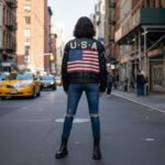 Elegant Black American Flag Vintage Leather Jacket