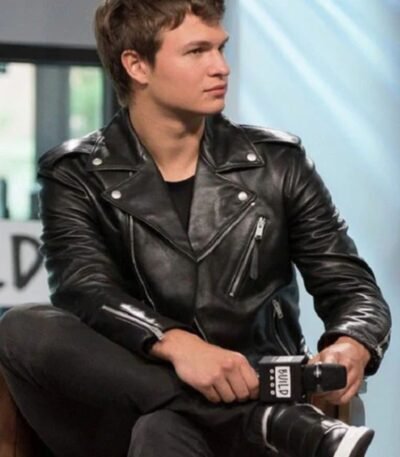 Elegant Black Ansel Elgort Leather Jacket