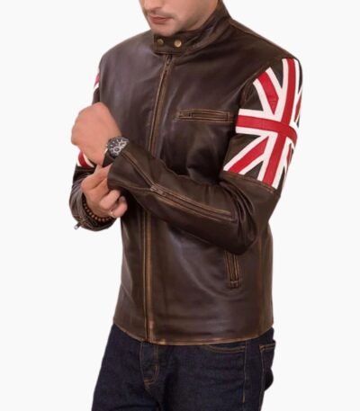 Elegant Brown Biker Vintage British Leather Jacket