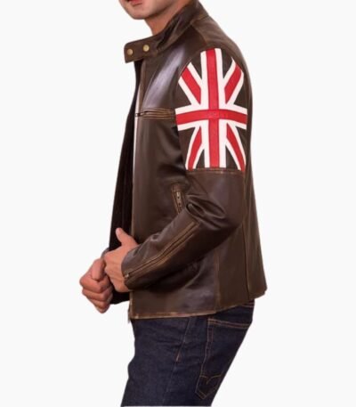 Elegant Brown Biker Vintage British Leather Jacket