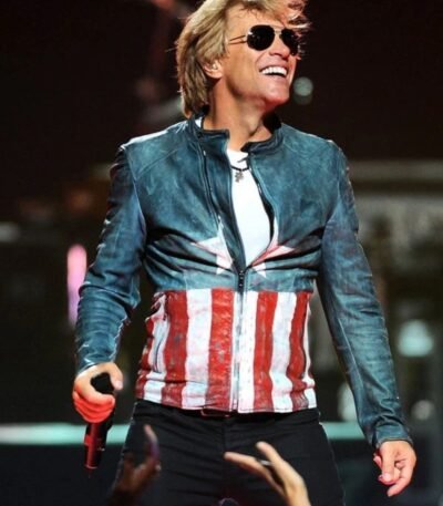 Elegant Captain America Jon Bon Jovi Concert Leather Jacket