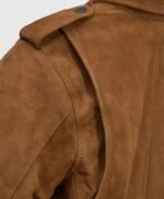 Elegant Caramel Brown Suede Pure Leather Biker Jacket