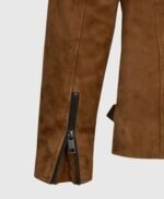 Elegant Caramel Brown Suede Pure Leather Biker Jacket